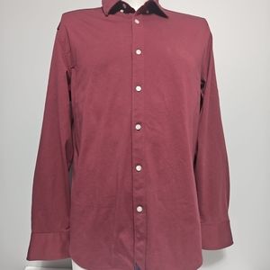 Untuckit men's burgundy long sleeve button down shirt